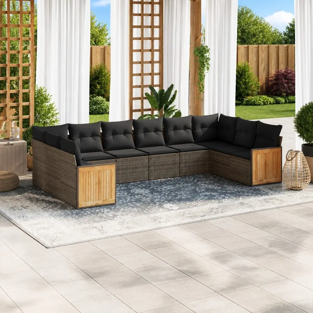 Grey 10-Piece Outdoor Sofa Set