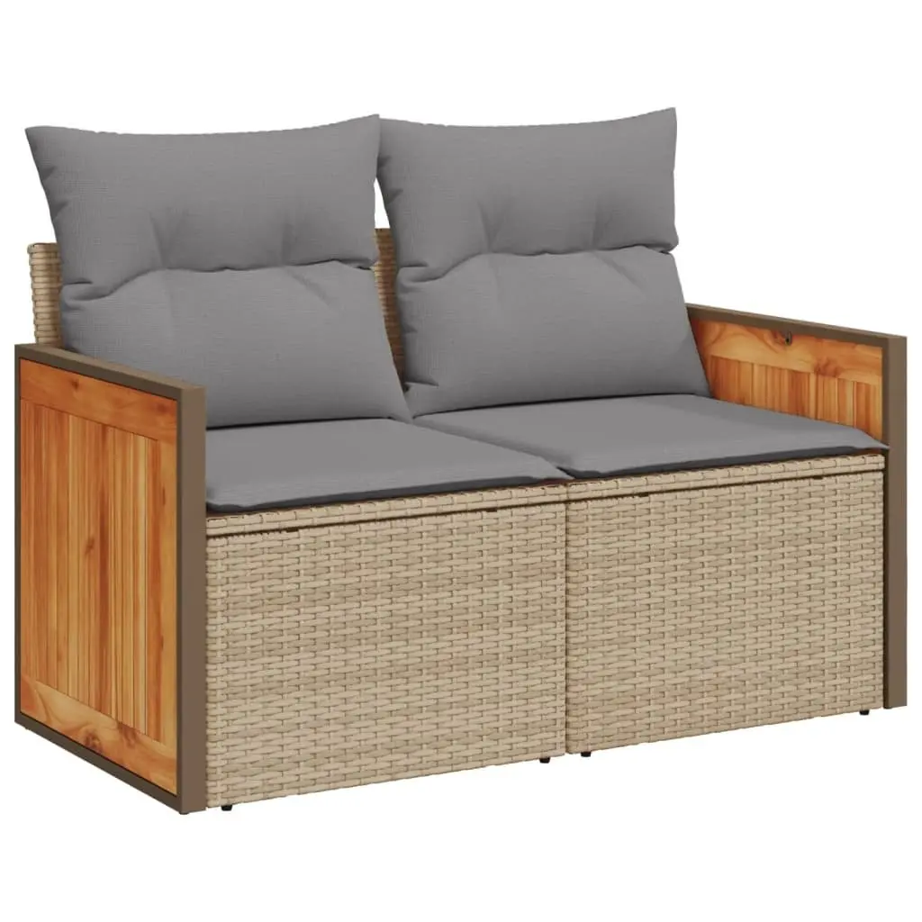 Garden Sofa Set 11 Piece Outdoor Use Beige Poly Rattan Patio Lounge