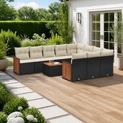 Specifications of 11-Piece Black Modular Garden Sofa Set