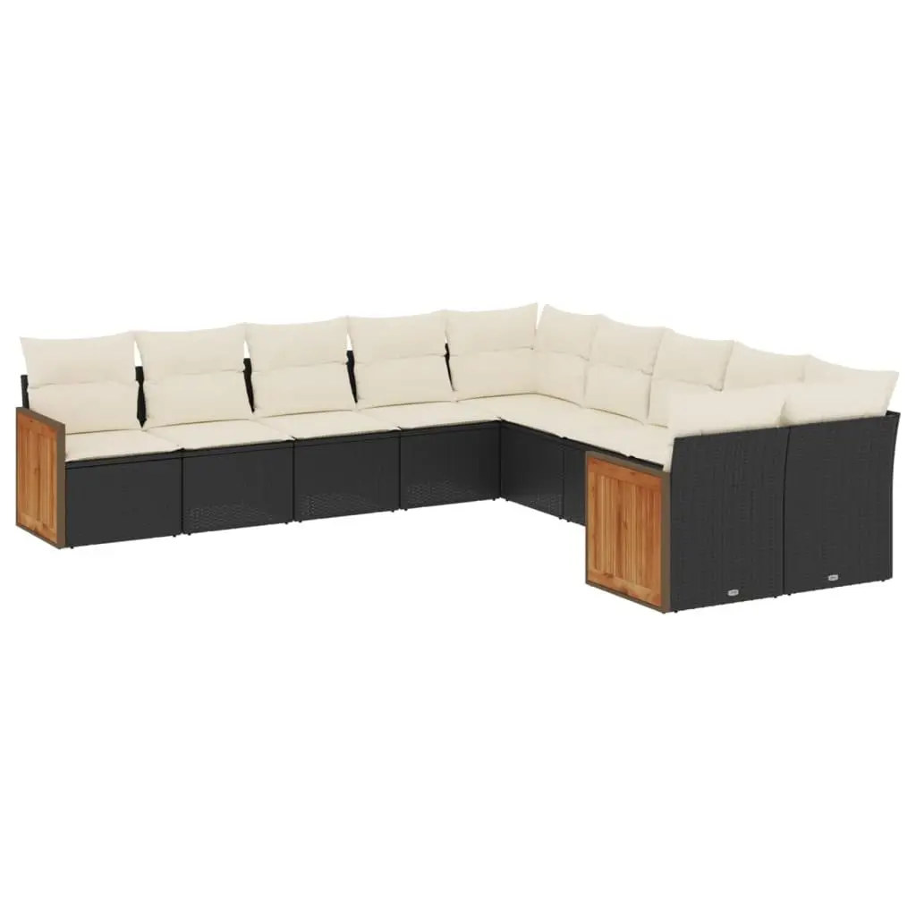Garden Sofa Set Outdoor Furniture Black 10 Piece Patio Seating with Cushions