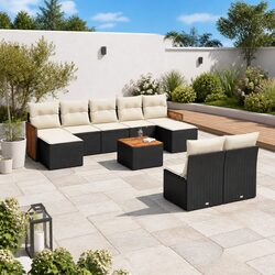 Detailed Specs for 10-Piece Black Rattan Garden Sofa Set