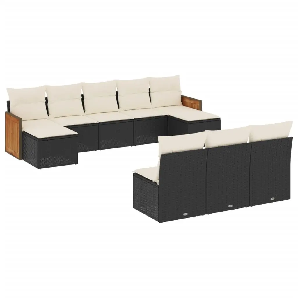 10 Piece Black Modular Outdoor Sofa Set