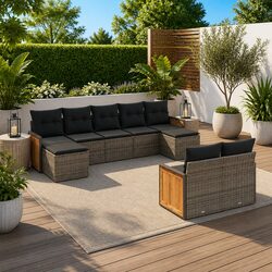 9 Piece Grey Rattan Garden Sofa Set Specifications