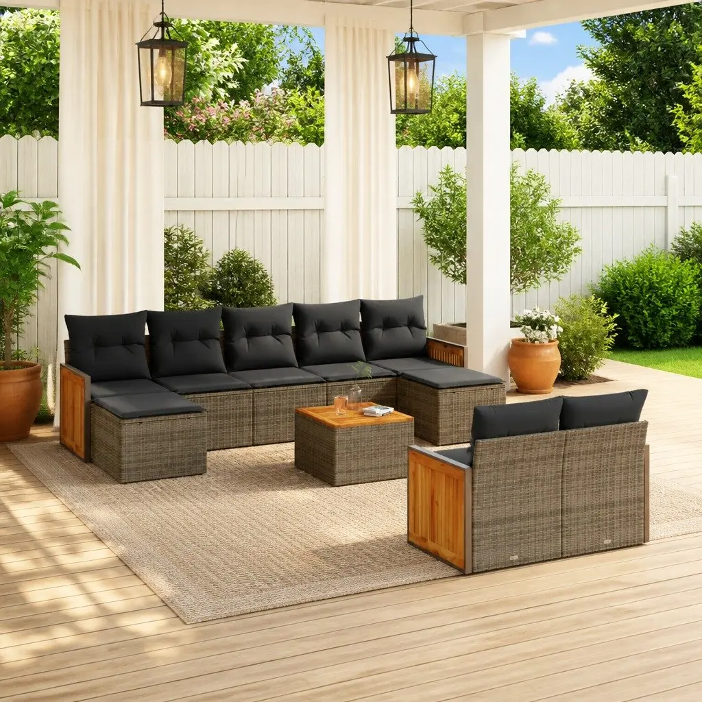 Garden Sofa Set 10 Piece Outdoor Furniture Grey for Patio