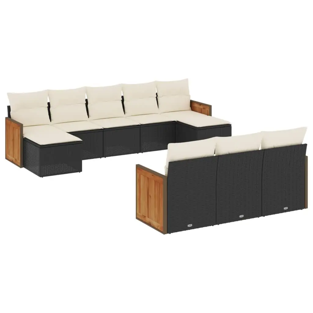 Garden Sofa Set Outdoor Furniture Patio Seating 10 Piece Black with Cushions