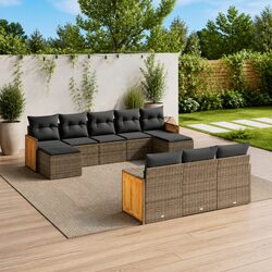 Garden Sofa Set: 10 Modular Pieces in Grey
