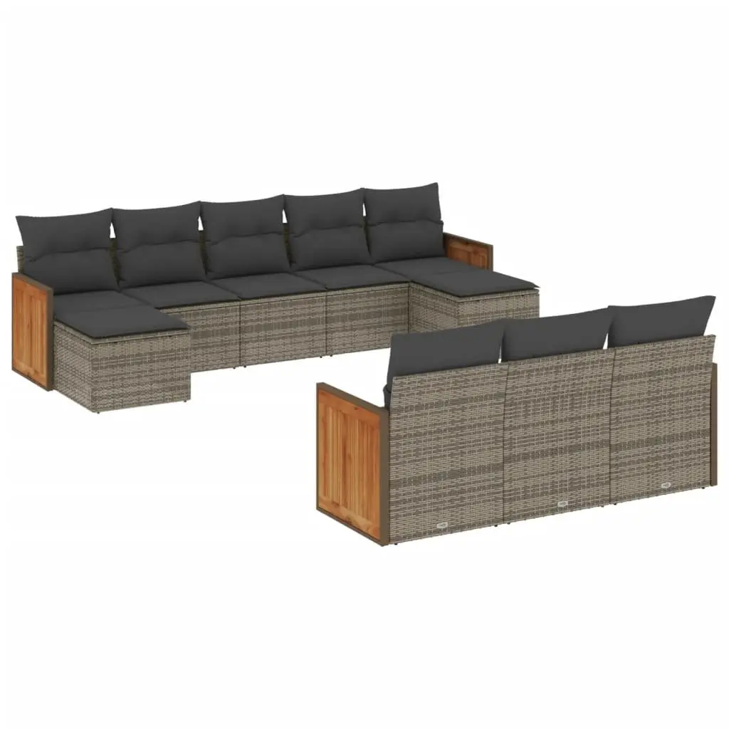 Garden Sofa Set 10 Piece Outdoor Furniture Patio Seating Grey Cushioned Modular