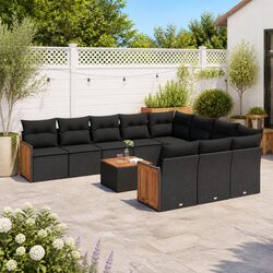 Detailed Specs: 12-Piece Black Outdoor Sofa Set