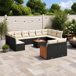 Specifications of 13-Piece Black Poly Rattan Sofa Set