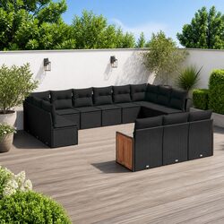 Specifications for 13-Piece Garden Sofa Set in Black Rattan