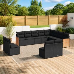 Specifications of the 12-Piece Black Poly Rattan Sofa Set