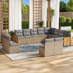 Detailed Specs: 12-Piece Modular Garden Sofa Set in Beige