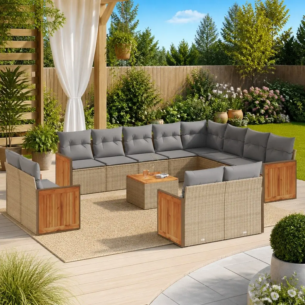 13-Piece Beige Garden Sofa Set