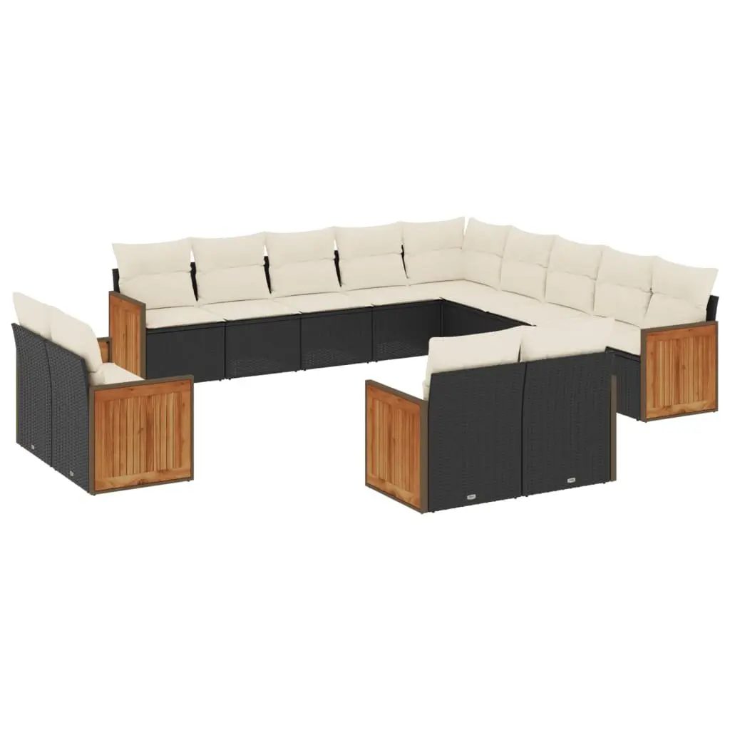 Garden Sofa Set Outdoor Furniture 13 Piece Black Poly Rattan Modular Patio