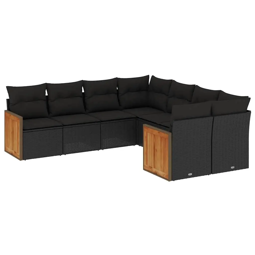 8 Piece Garden Sofa Set in Black