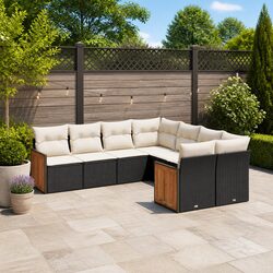8-Piece Outdoor Sofa Set Specifications: Black PE Rattan