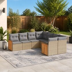 8-Piece Modular Garden Sofa Set with Beige Cushions