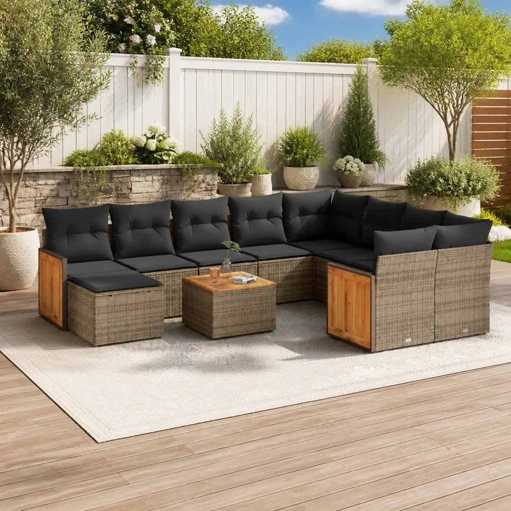 11-Piece Grey Outdoor Sofa Set
