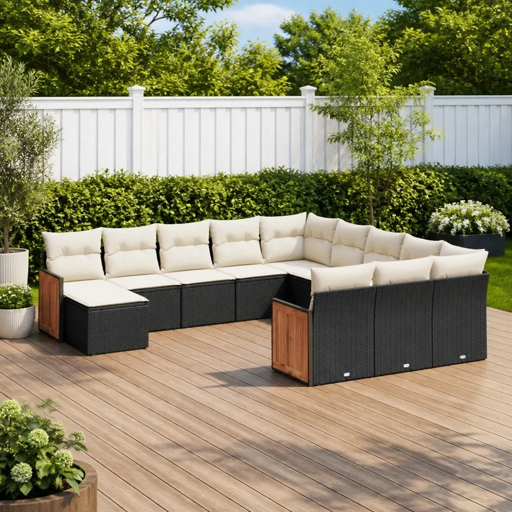 Black Modular Garden Sofa Set, 12 Pieces