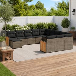 Garden Sofa Set 12 Piece Outdoor Furniture Grey Patio Lounge Cushions Modular