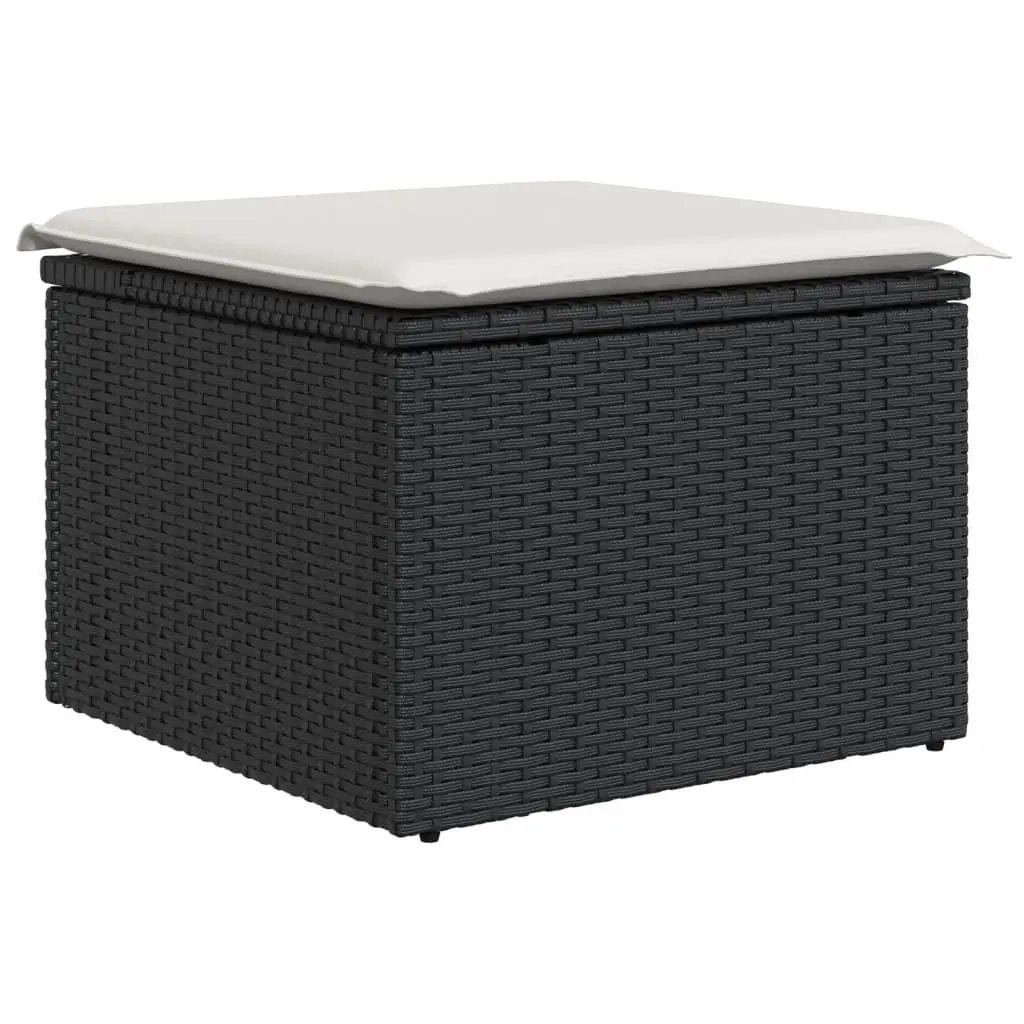 11 Piece Outdoor Garden Sofa Set Black Poly Rattan Patio Furniture