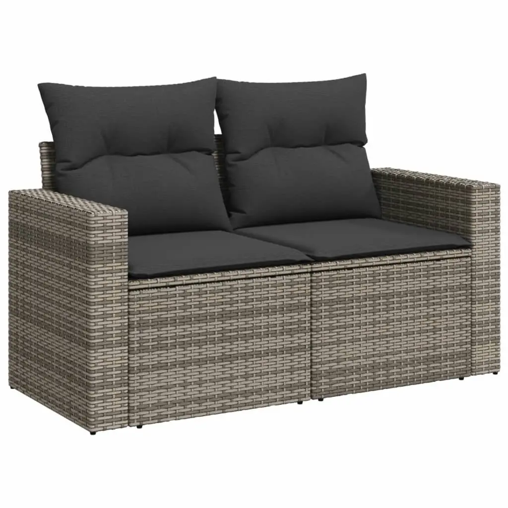 Outdoor Furniture Set 11 Piece Modular Garden Sofa Grey Poly Rattan for Patio Lounge