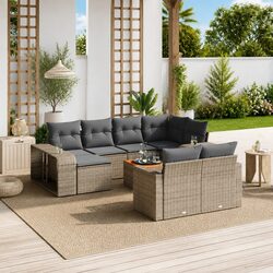 Garden Sofa Set 11 Piece Outdoor Furniture Patio Lounge Grey with Cushions