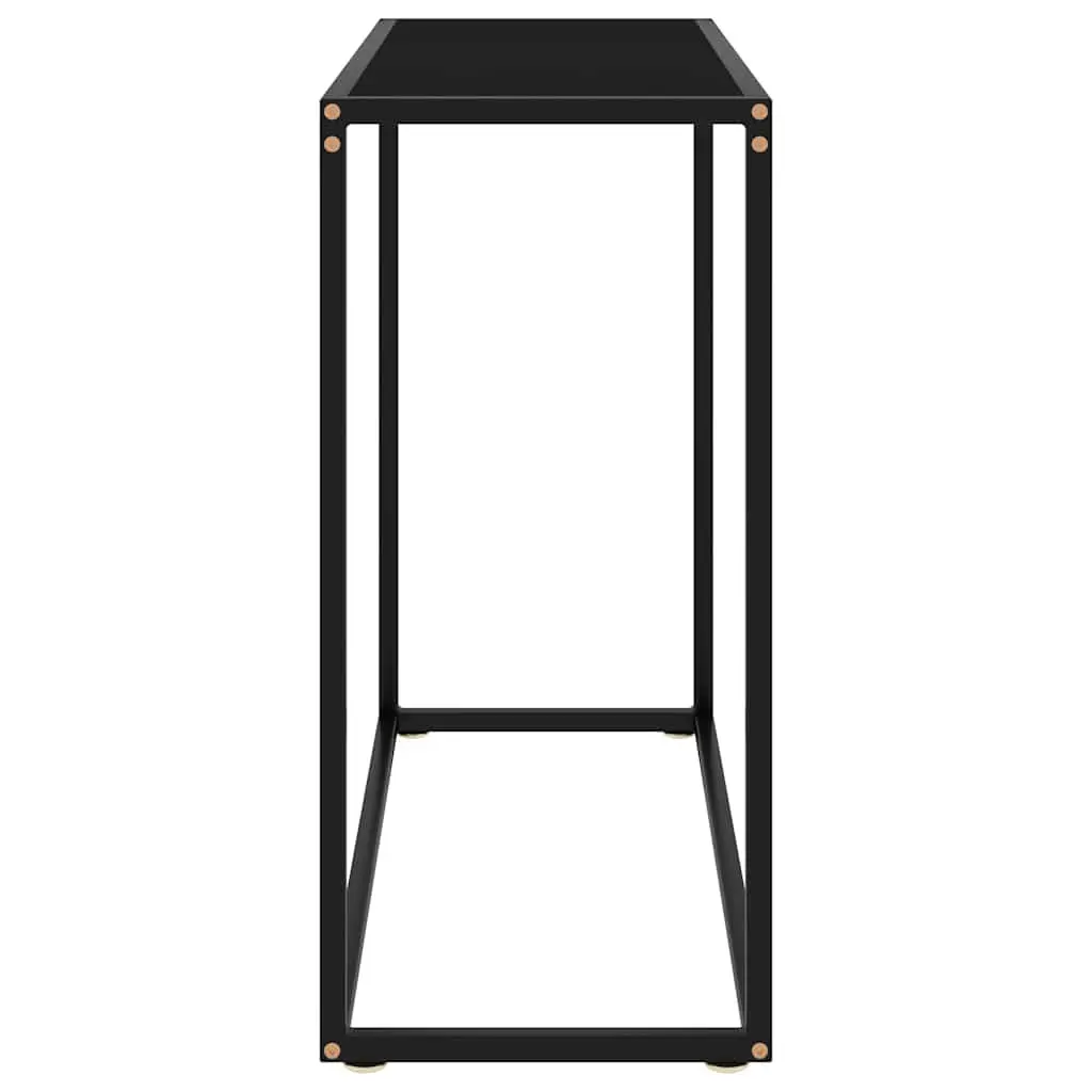 Console Table Living Room Black Tempered Glass Steel Frame 80x35x75cm