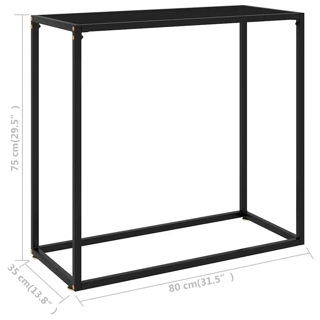 Console Table Living Room Black Tempered Glass Steel Frame 80x35x75cm