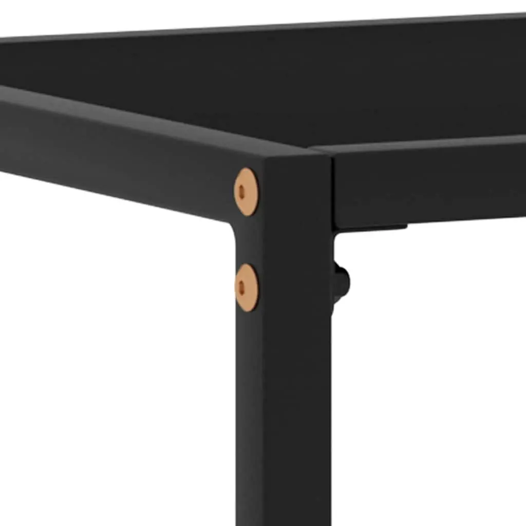 Console Table Black Modern Tempered Glass Steel End Table Side Living Room