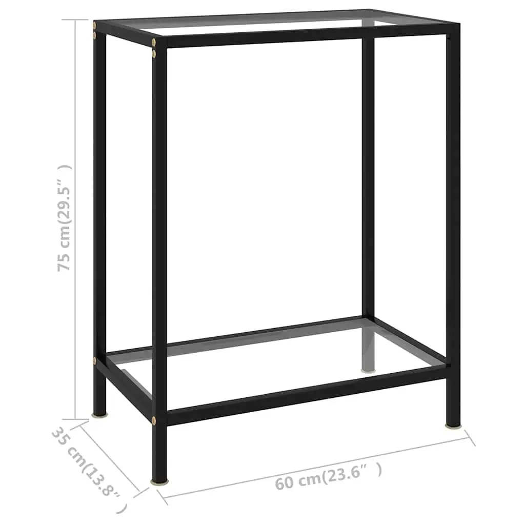 Tempered Glass Console Table Side End Table with Shelf Storage Living Room