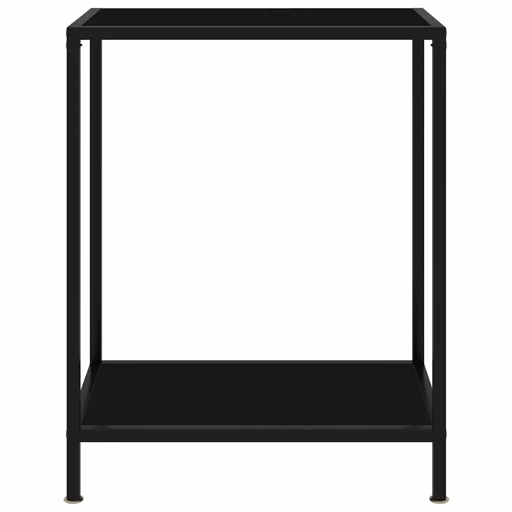 Console Table Black Tempered Glass Steel Frame Side End Table Storage Shelf
