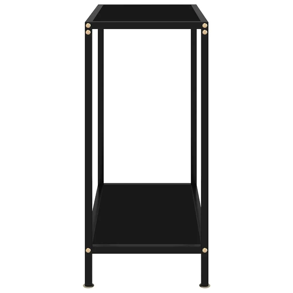 Console Table Black Tempered Glass Steel Frame Side End Table Storage Shelf