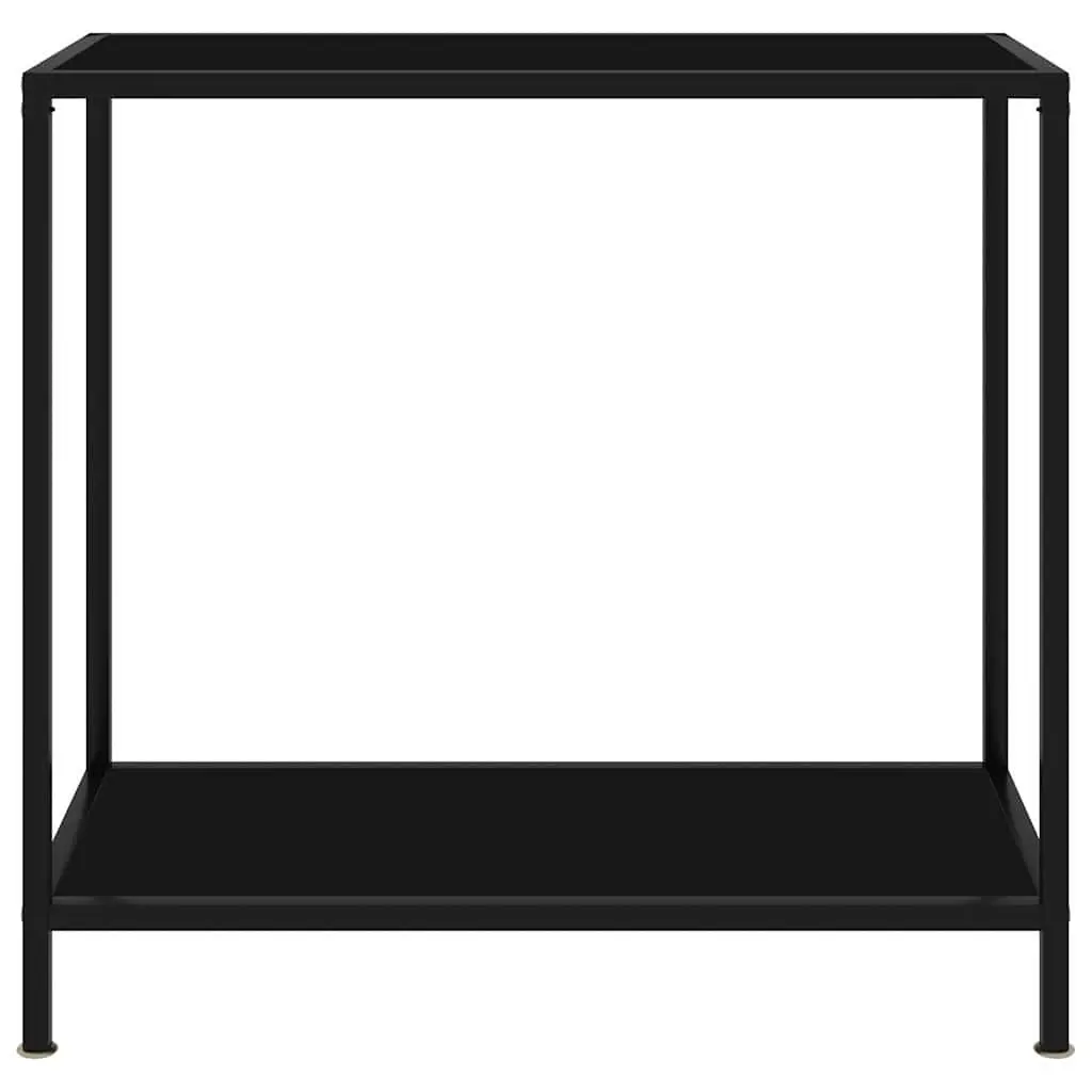 Console Table Black Glass Top Side End Table Storage Shelf Living Room Accent
