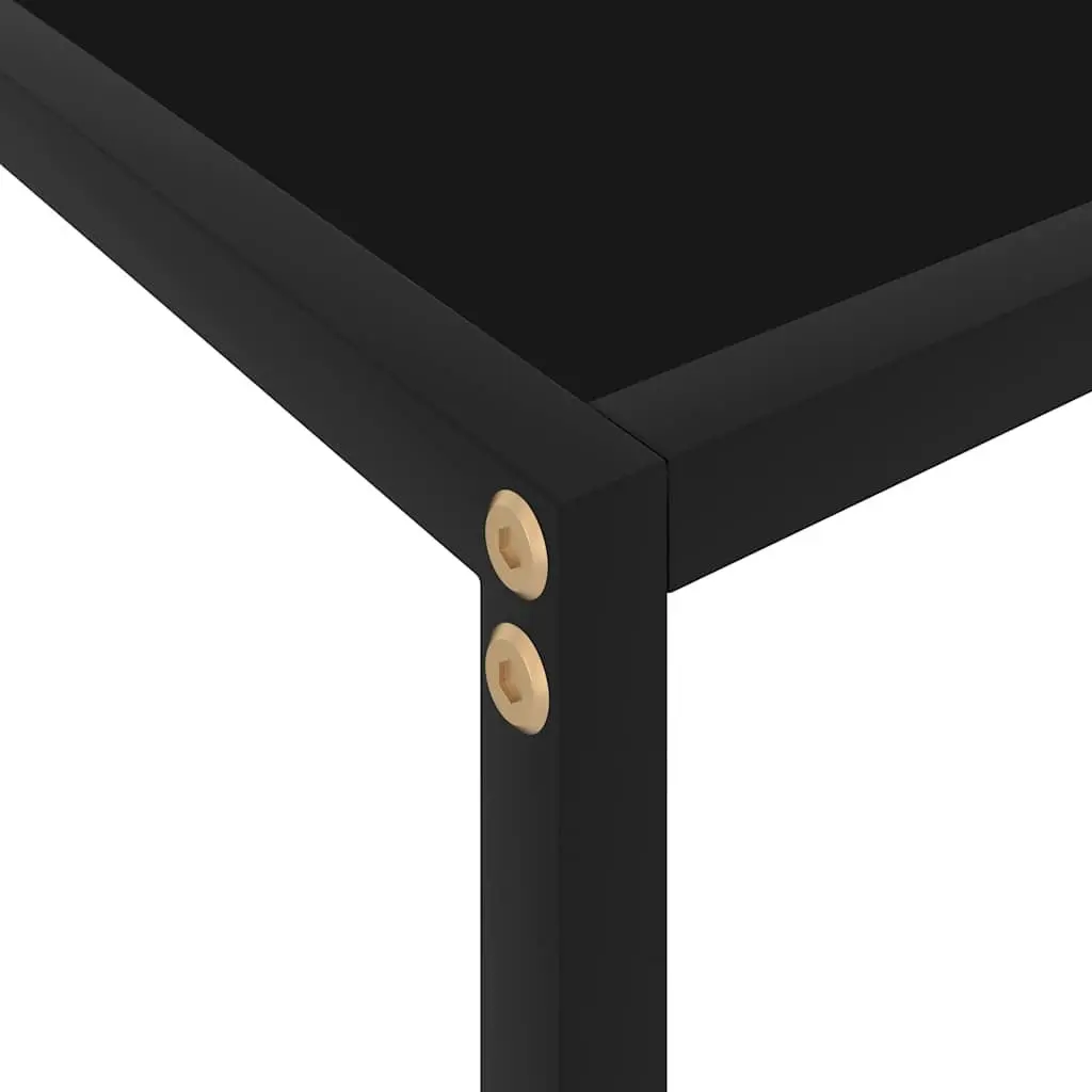 Console Table Black Glass Top Side End Table Storage Shelf Living Room Accent