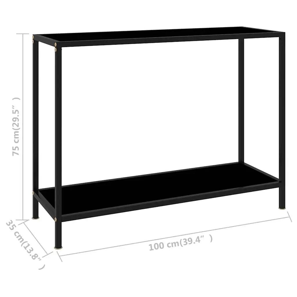 Console Table for Living Room Black Tempered Glass 100 cm x 35 cm x 75 cm