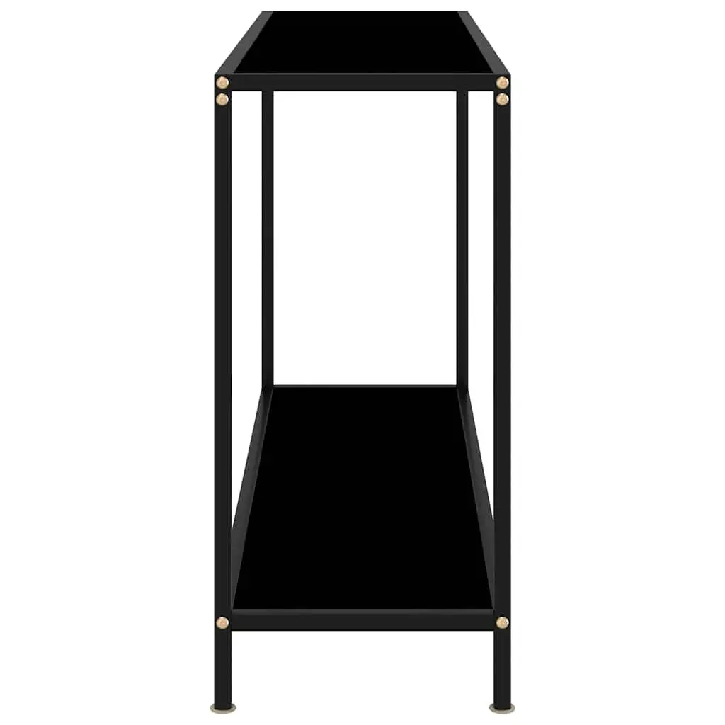 Console Table Living Room Entryway Hallway Black Glass Top Steel Frame 120x35x75cm