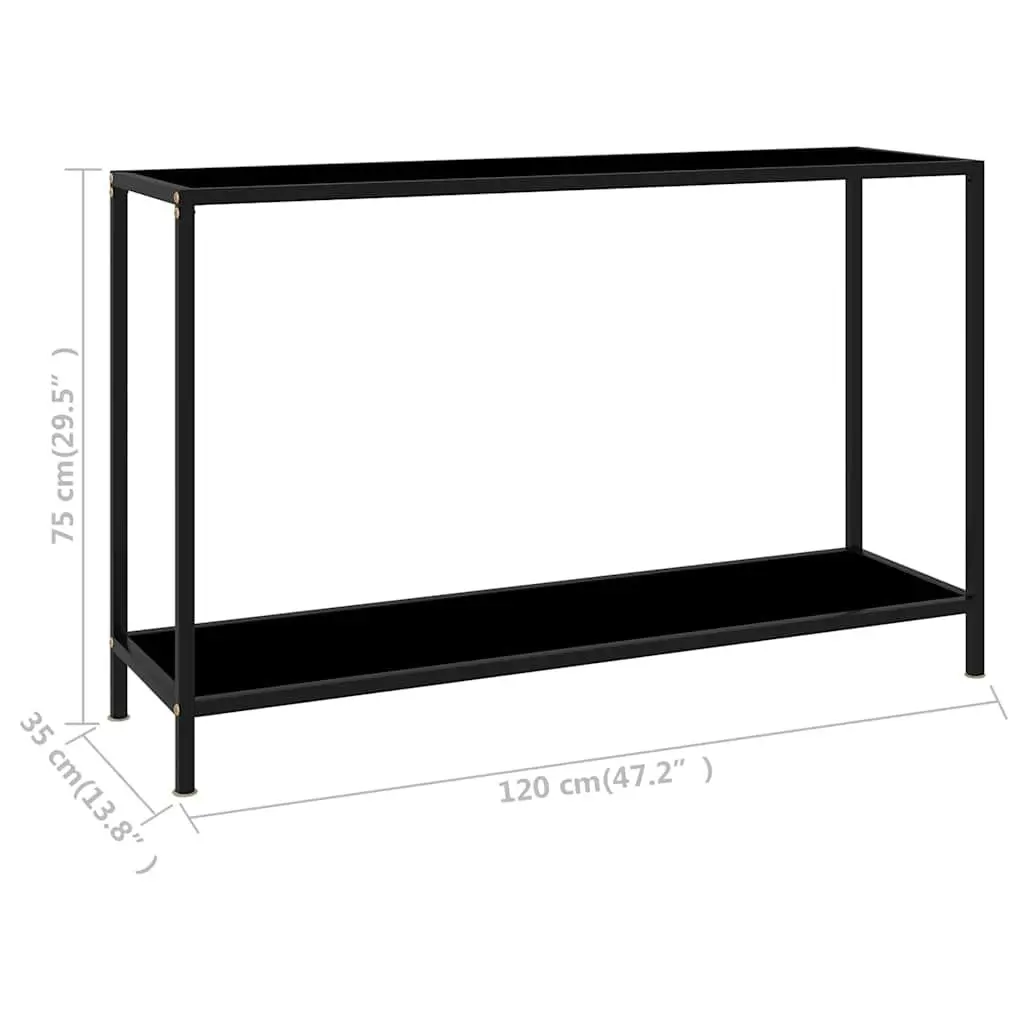 Console Table Living Room Entryway Hallway Black Glass Top Steel Frame 120x35x75cm