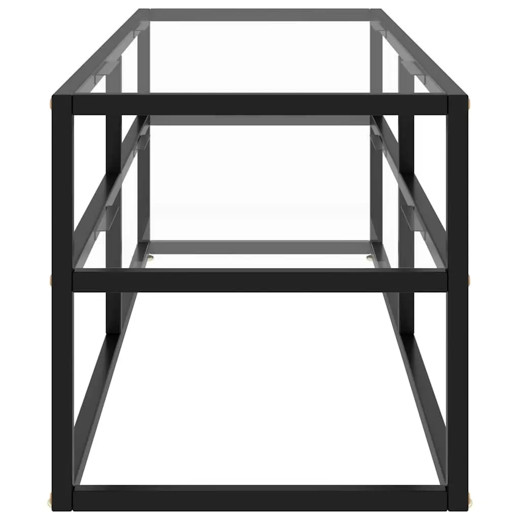 TV Cabinet for Living Room Black Tempered Glass Shelving 120 x 40 x 40 cm