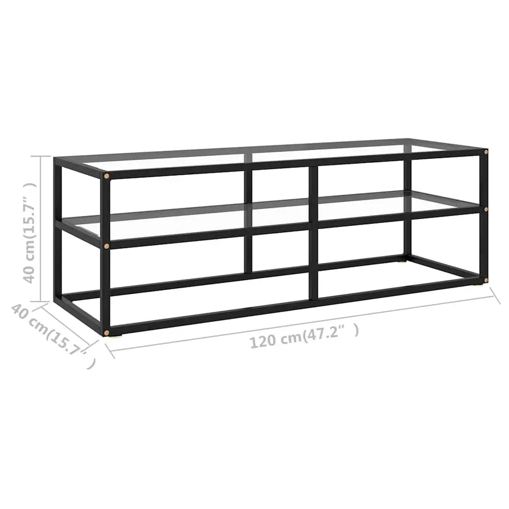 TV Cabinet for Living Room Black Tempered Glass Shelving 120 x 40 x 40 cm