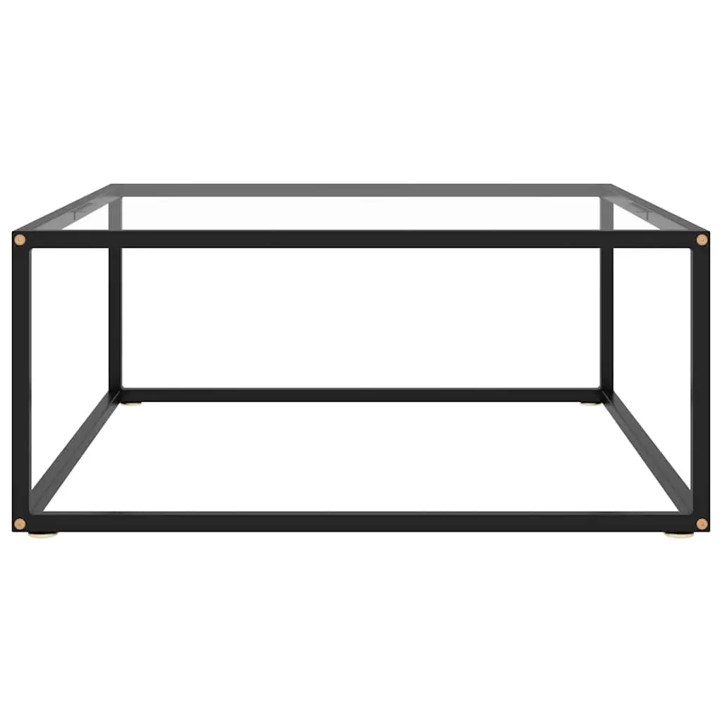 Coffee Table Living Room 80 x 80 x 35 cm Tempered Glass Top Steel Frame Black