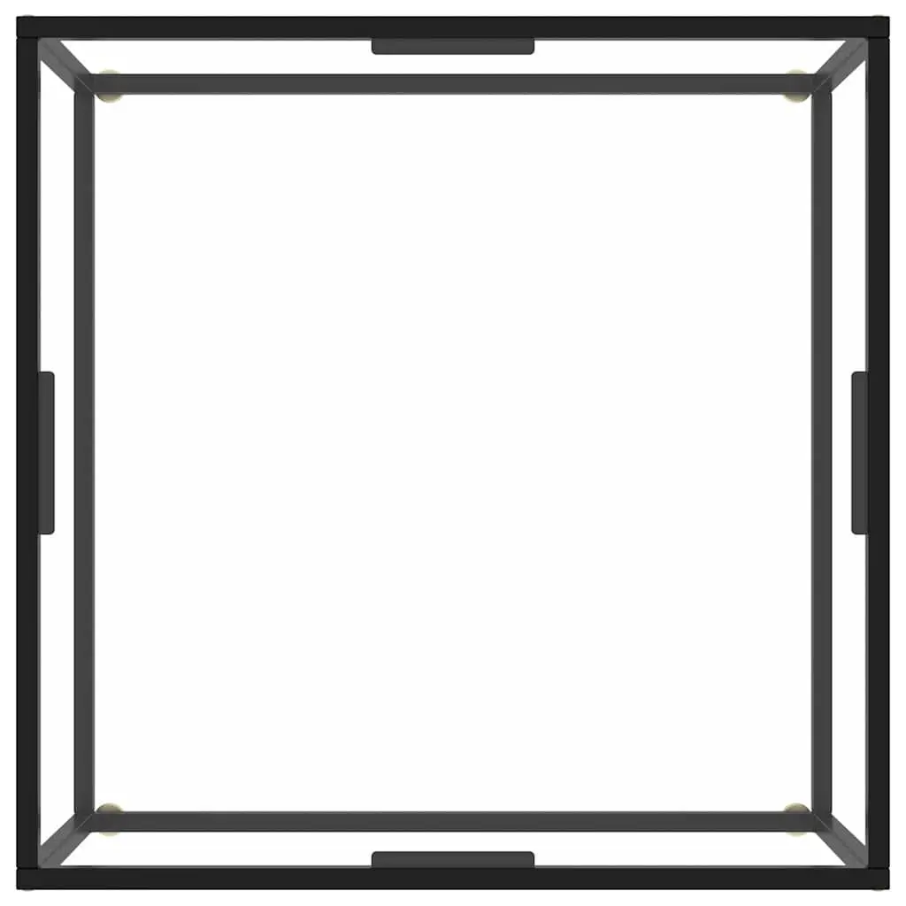 Coffee Table Living Room 80 x 80 x 35 cm Tempered Glass Top Steel Frame Black