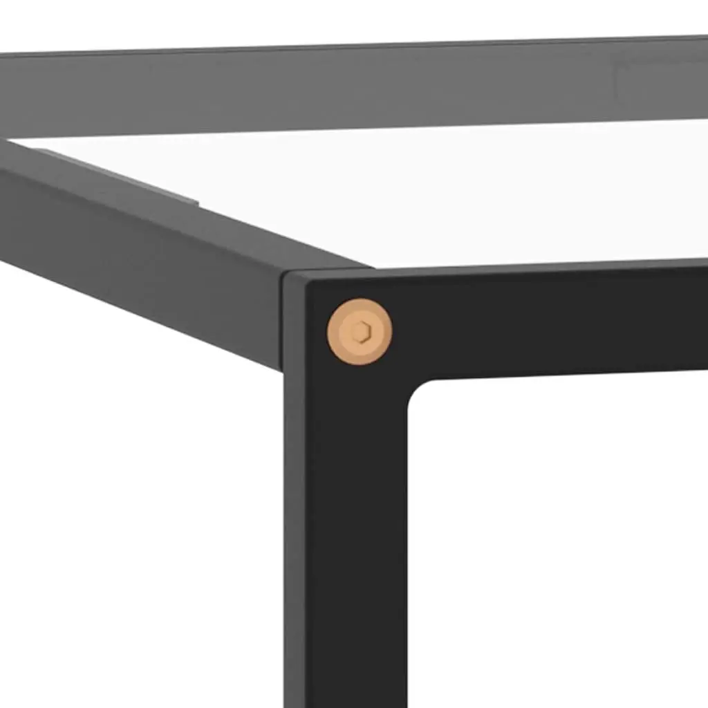 Coffee Table Living Room 80 x 80 x 35 cm Tempered Glass Top Steel Frame Black