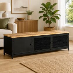 TV Cabinet Dimensions 130x30x37 cm in Black Mango Wood