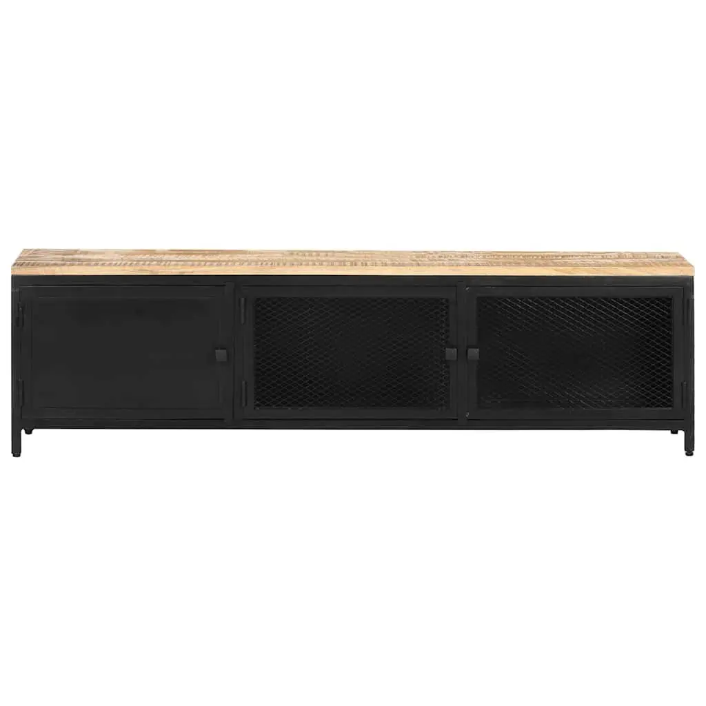 Industrial Lowboard TV Cabinet 130x30x37cm Black Solid Mango Wood Storage Unit