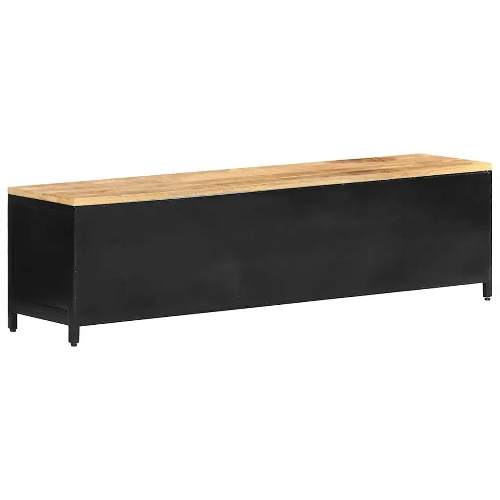 Industrial Lowboard TV Cabinet 130x30x37cm Black Solid Mango Wood Storage Unit