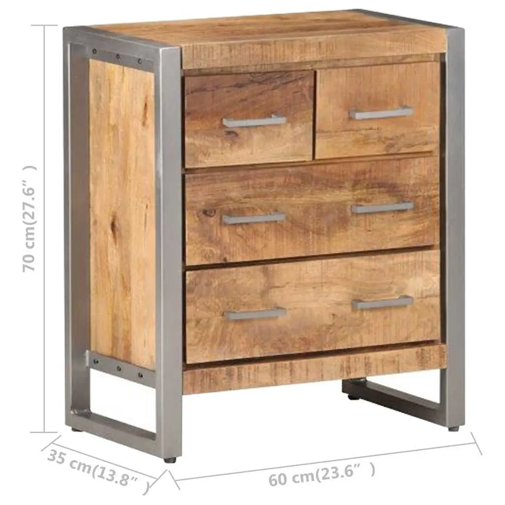 60x35x70 cm Sideboard in Brown Rough Mango Wood