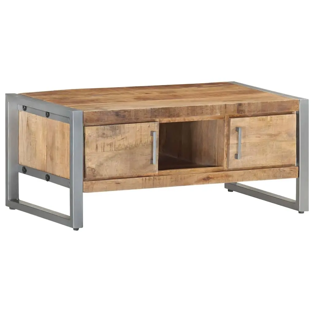 Coffee Table 95x50x40 cm with Storage Doors Compartment Industrial Design