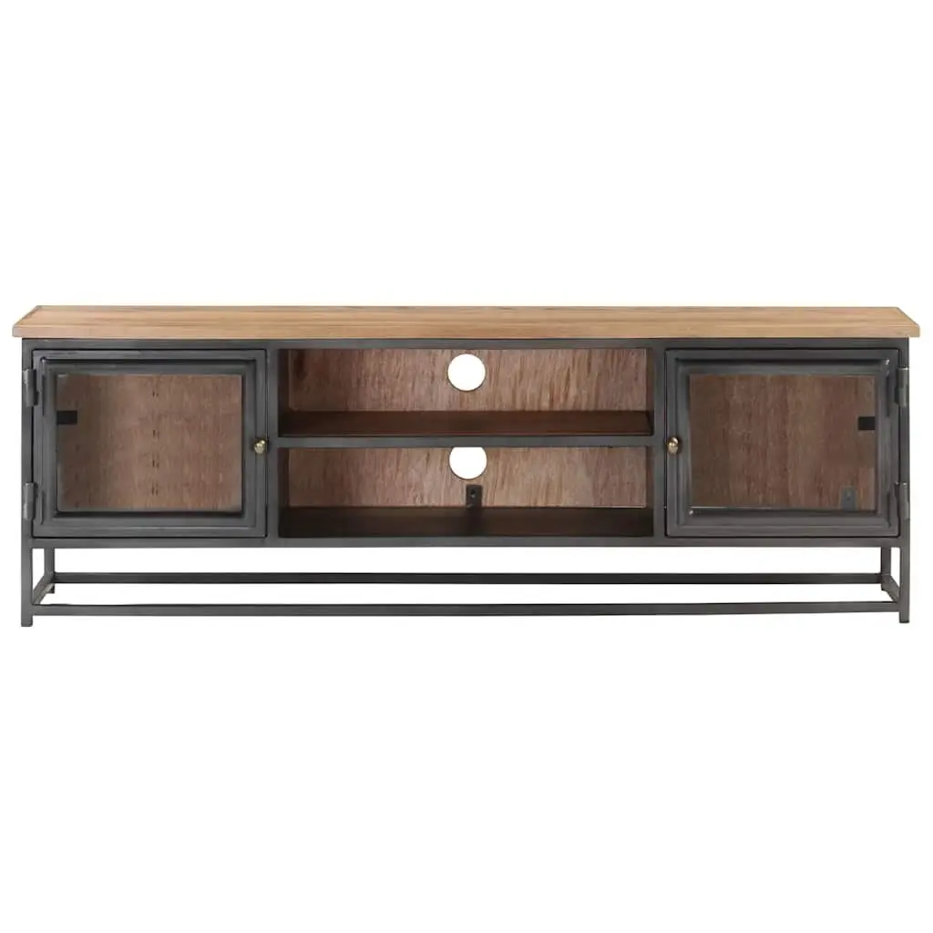 TV Cabinet Grey Living Room 120x30x40cm Solid Acacia Wood Steel Storage Unit