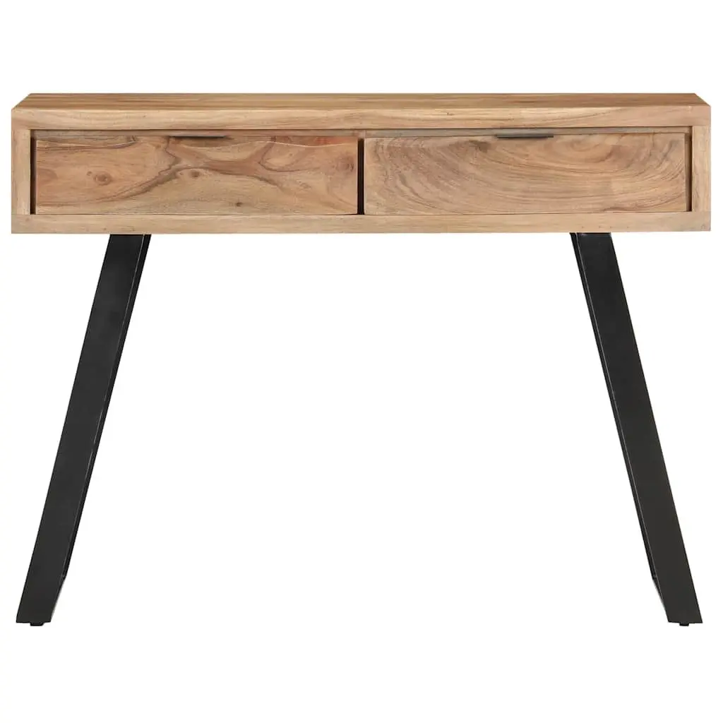 Console Table Living Room 100x35x76 cm Solid Acacia Wood Live Edges Storage Drawers